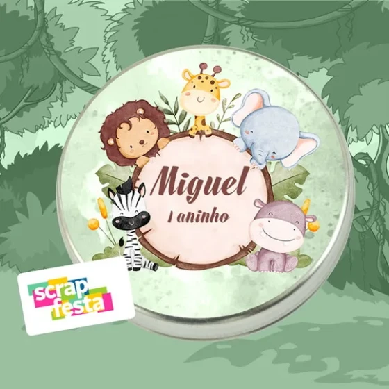 Latinhas Personalizada Festa Safari Aquarela