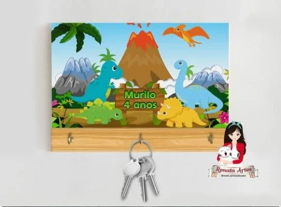Porta Chaves Personalizado Dinossauro Baby
