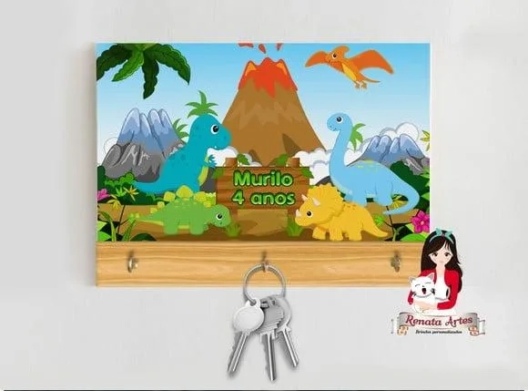 Porta Chaves Personalizado Dinossauro Baby