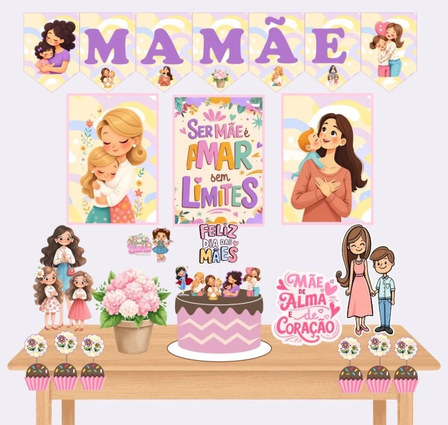 Kit Festa Só Um Bolinho DIA DAS MÃES - Decoração de Festa