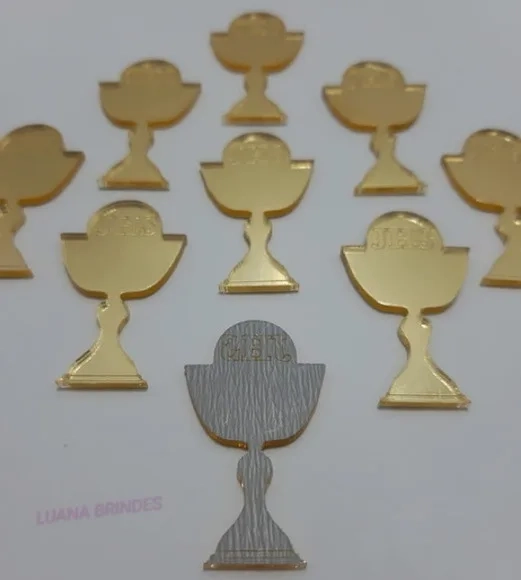 Apliques Religiosos de Acrílico Espelhado - Pct C/6 Unidades