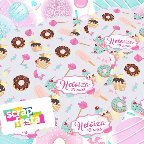 Adesivo 5 cm Redondo Personalizado Confeitaria