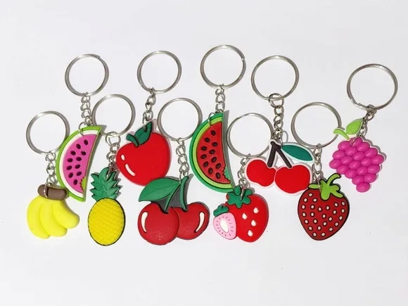 Chaveiro Fruta Emborrachado Pacote com 10 Unidades Variados