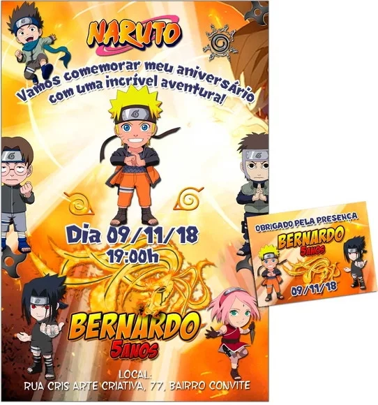 CONVITE DIGITAL C/TAG Naruto Kids
