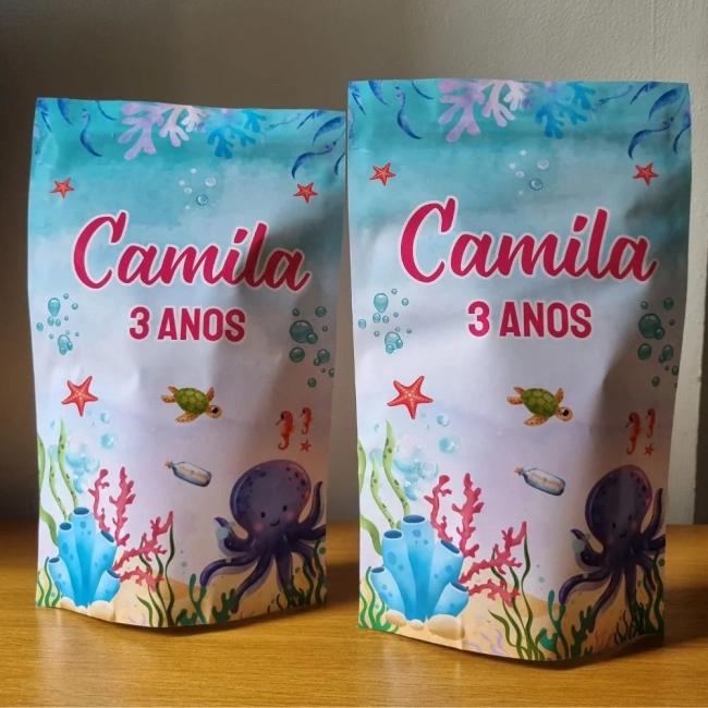 Saquinho Zip Lock 16x26 Lembrancinha Fundo do Mar