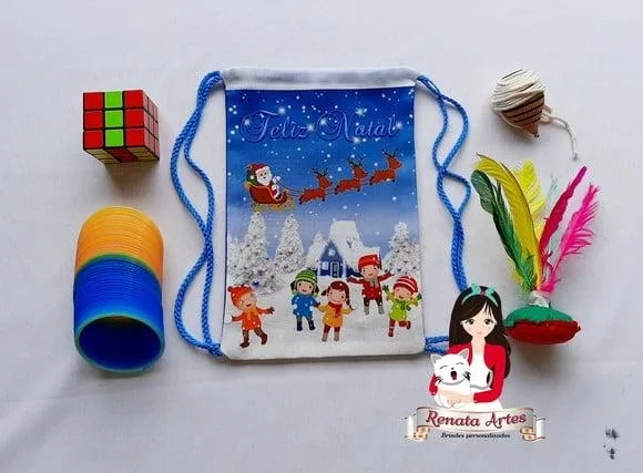 Mochila de Natal Personalizada com Brinquedos Retrô