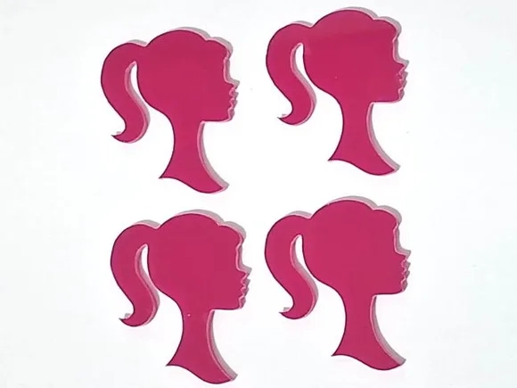 Aplique Barbie Pink 3cm Frente e Verso Acrílico - 5 Unidades