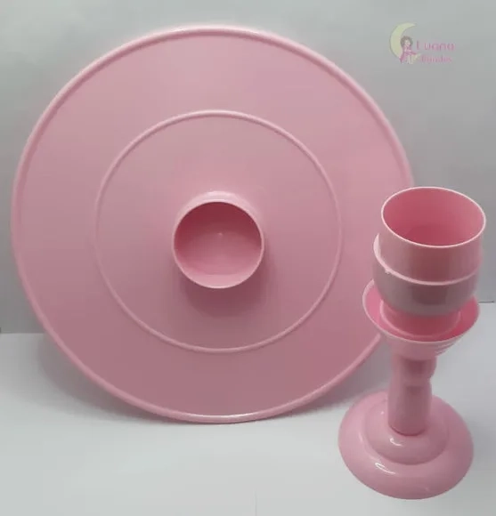 Boleira cor Rosa de Plástico - 28cm - 1 unidade.