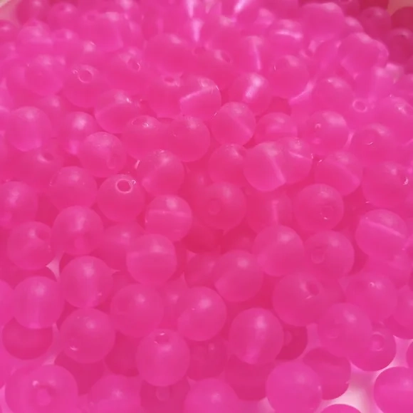 Bola Fosca Com Furo Pink 8mm Pct 100 Unidades