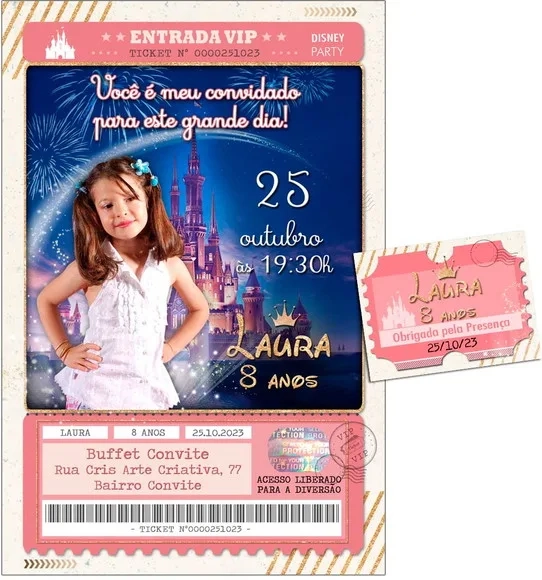 Convite Digital C/tag Ingresso Disney
