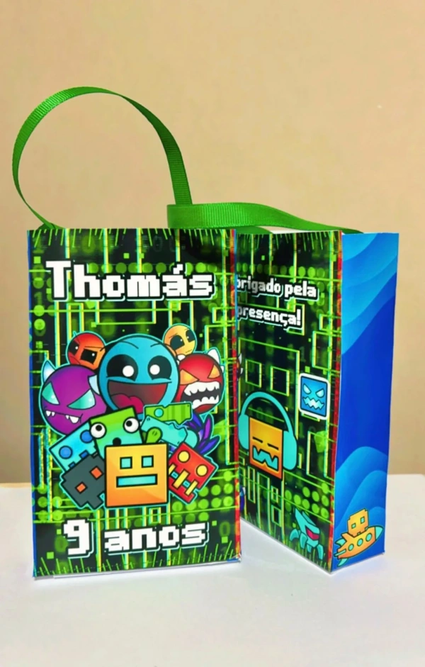 Sacolinhas Personalizada Geometry Dash Lembrancinhas Para Aniversário
