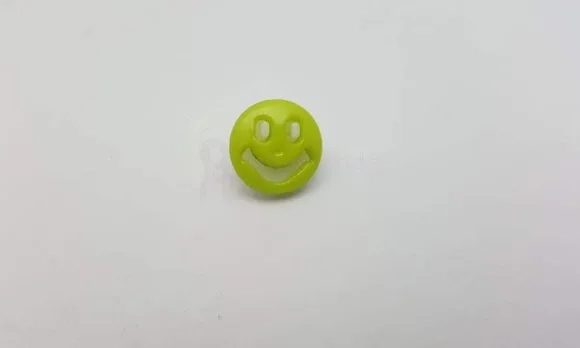 Aplique Botão de Carinha Feliz Verde de 1,3cm - 20 unidades