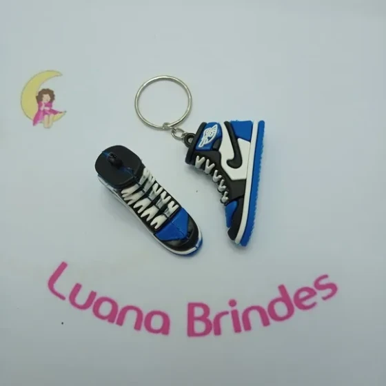 Chaveiro Tenis Azul de Borracha 3cm Pct 2 Unidades