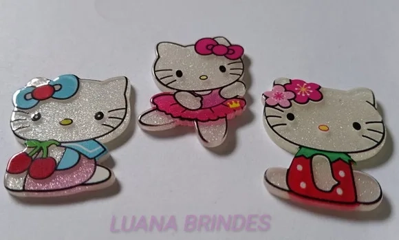 Aplique Hello Kitty de acrílico - pct com 6 unidades