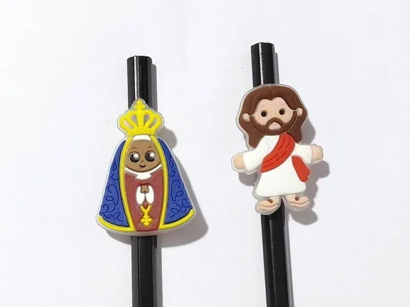Lápis C/ponteira Jesus e Nossa Senhora Pacote com 6 Unidades
