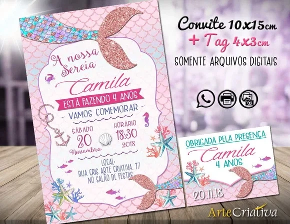 CONVITE DIGITAL C/TAG Sereia 3