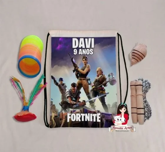 Mochila Boa Infância Personalizada Tema Fortnite