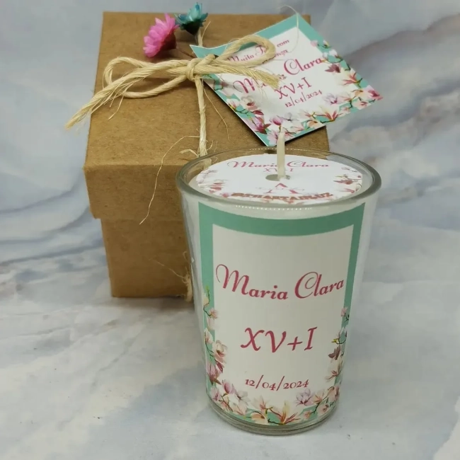 65 Vela Aromática no Copo Lembrancinha Personalizada Aniversário, Batizado,Casamento e etc. Fazemos Qualquer Tema
