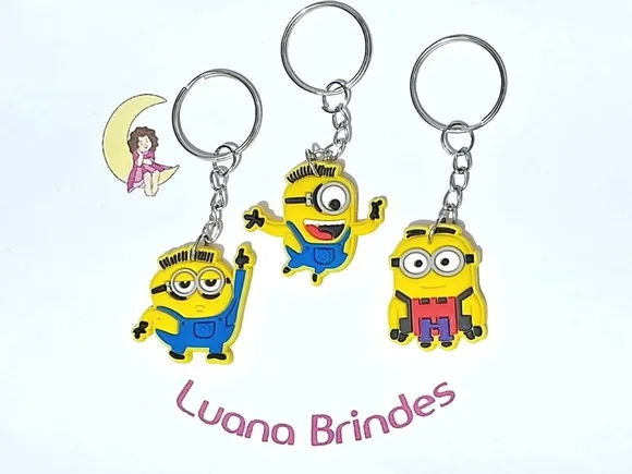 Chaveiro Minions 3cm Emborrachado Pacote com 6 Unidades