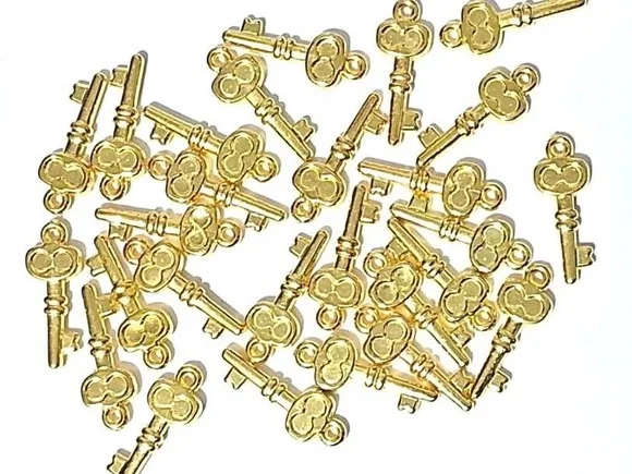Pingente Chave Dourada 2,3cm Abs Pacotes com 50 Unidades