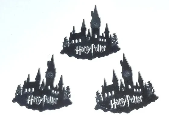 Aplique Castelo Harry Potter Acrilico Preto Pacote C/5 Peças