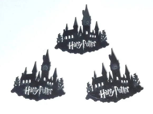 Aplique Castelo Harry Potter Acrilico Preto Pacote C/5 Peças