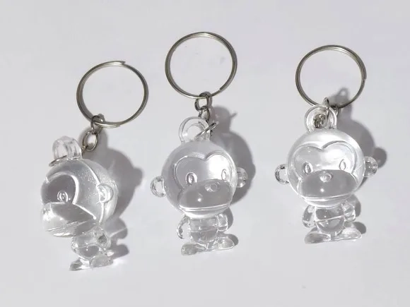Chaveiro Macaco de Acrílico 3,8cm Pacote com 10 Unidades