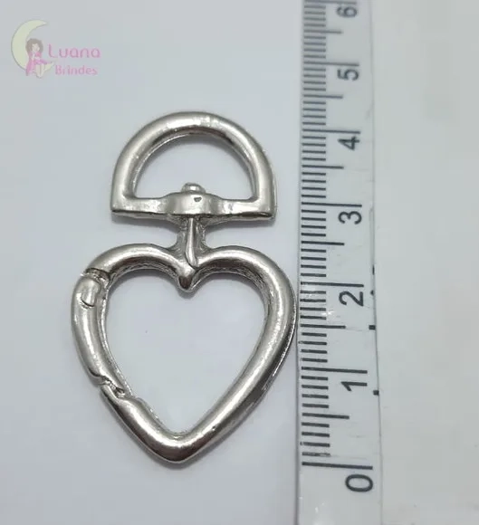 Acessório Coração Chaveiro de Metal Niquel Pct 5 Unidades