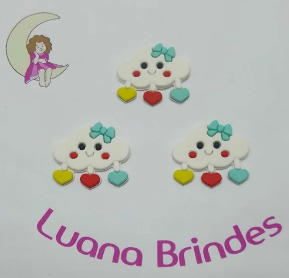 Apliques Nuvem Branca de Borracha- pct c/6 unid