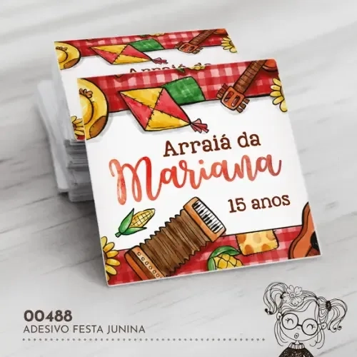 Adesivo Quadrado Festa Junina - 00488