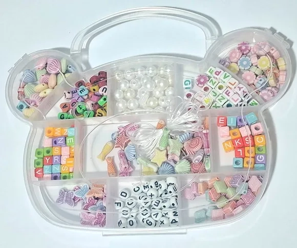 Kit Miçanga de Colar e Pulseira Caixa Urso com Divisória
