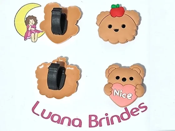 Pins para Cadarço Ursinho Emborrachado Pacote com 6 Unidades