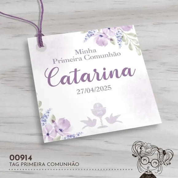 Tag Quadrada Primeira Comunhão - 00914