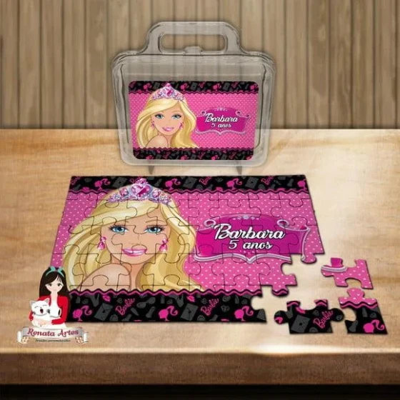 Quebra Cabeça Personalizado na Maleta Barbie Nova