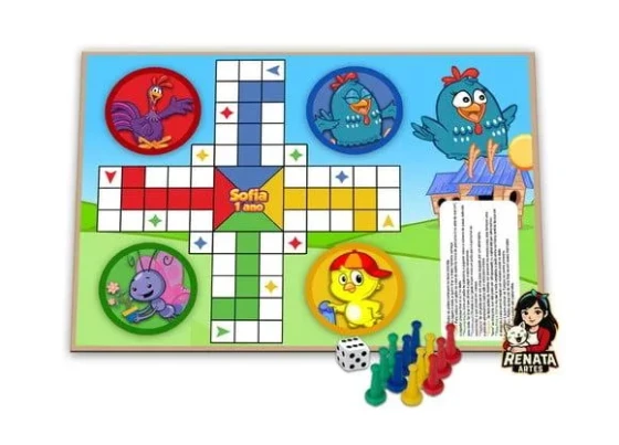 Jogo de Ludo Personalizado Galinha Pintadinha