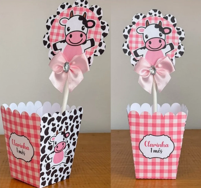 PEGUE E MONTE - Centro de Mesa VAQUINHA - Decoração de Festa | Lembrancinhas | Aniversário | Personalizados