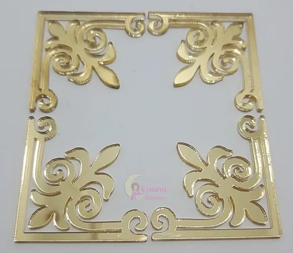Aplique Cantoneira Acrílico Espelhado Dourado -pct C/8 Unid