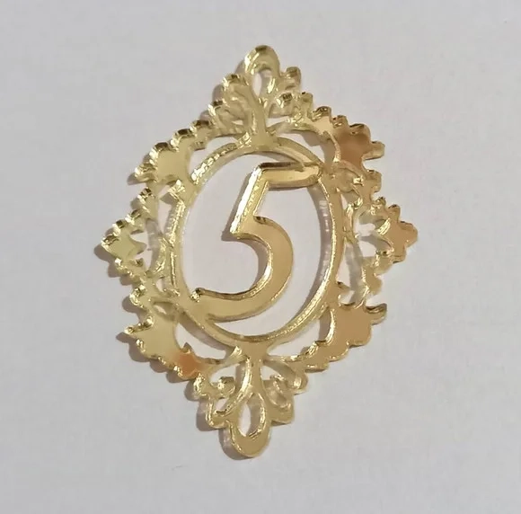 Aplique Moldura 5 Ano de Acrílico Espelhado Dourado - 5 Peça