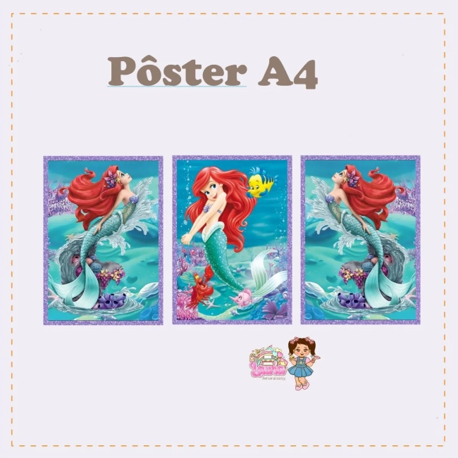 Kit Festa Só Um Bolinho SEREIA ARIEL - Decoração de Festa