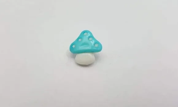 Aplique Botão de Cogumelo Azul de 1,5cm - 20 unidades