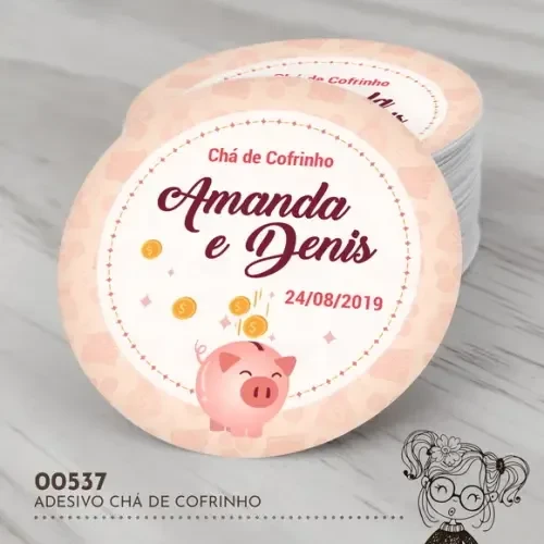 Adesivo Redondo Chá de Cofrinho - 00537