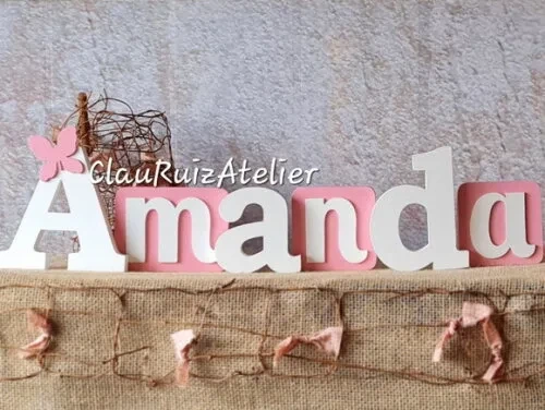 Nomes De MDF em Blocos Com Borboleta