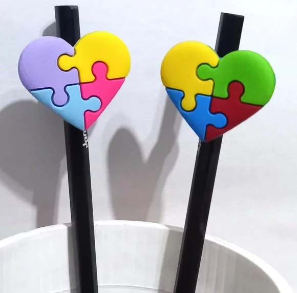 Lápis com Ponteira Autismo Modelo Coração - 6 Unidades