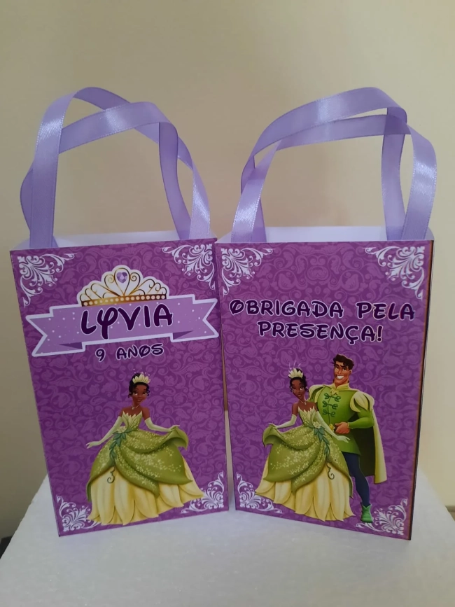 Sacolinhas Personalizadas A Princesa e o Sapo para Lembrancinhas
