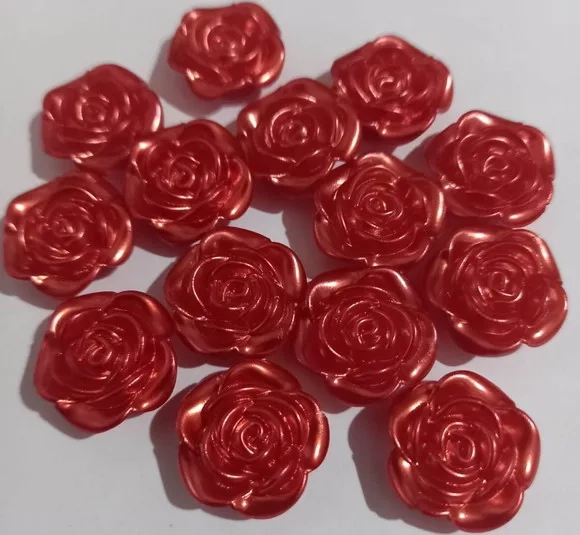 Flor Abs Vermelho Ferrugem Furo Passante 7 Peças