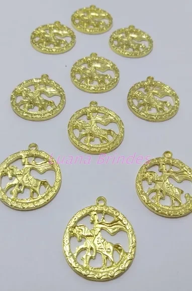 Medalha São Jorge em Metal Dourado de 3,2cm 4 Unidades