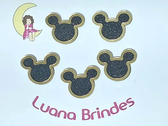 Aplique Mickey Acrílico Espelhado Pacotes com 10 Unidades