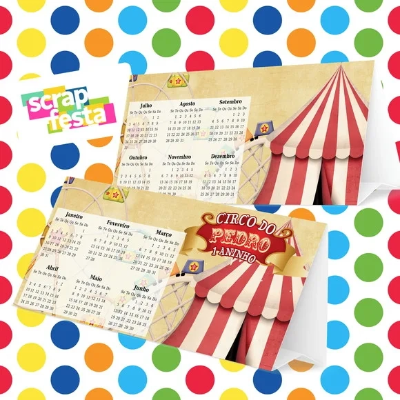 Calendário de Mesa Festa Circo Vintage