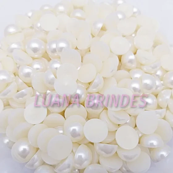 Meia Pérola Champagne Lisa - 10mm - pct c/100 unid