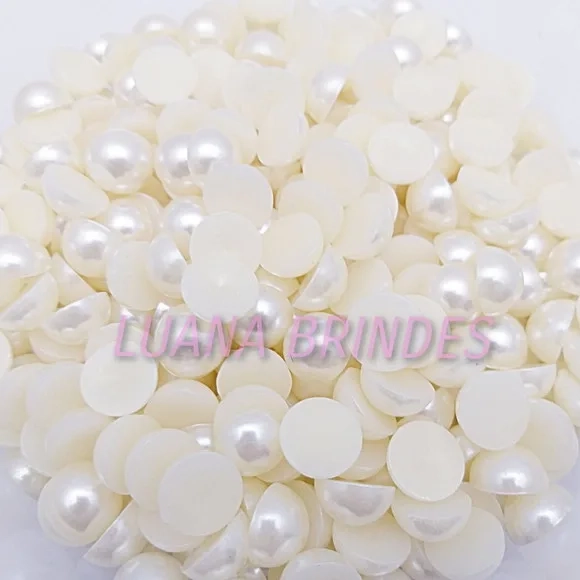 Meia Pérola Champagne Lisa - 10mm - pct c/100 unid
